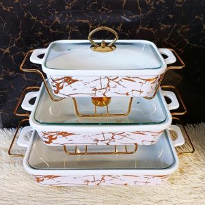 3 pcs ceramic chaffing dishes  3.5 ltr, 2.5 ltr  and 2ltr.