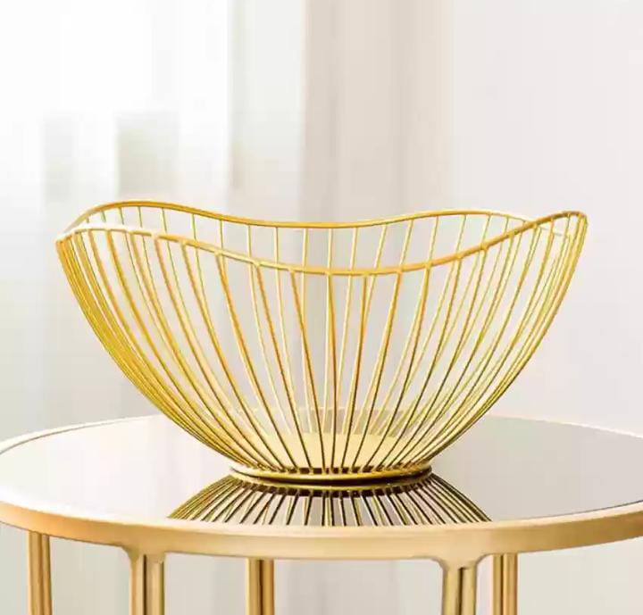 Generic Gold Lotus Fruit Bowl Basket Holder