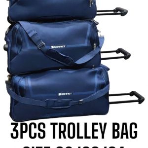 3 Pcs Trolley Bags -navy blue