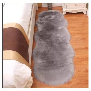 Fluffy Bedside Woollen Mats grey