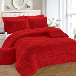 Fluffy Full Duvet Set-Blanket -red