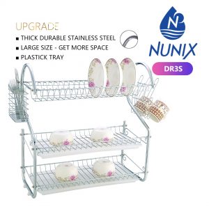 Nunix Three Tier Dish Rack-Silver