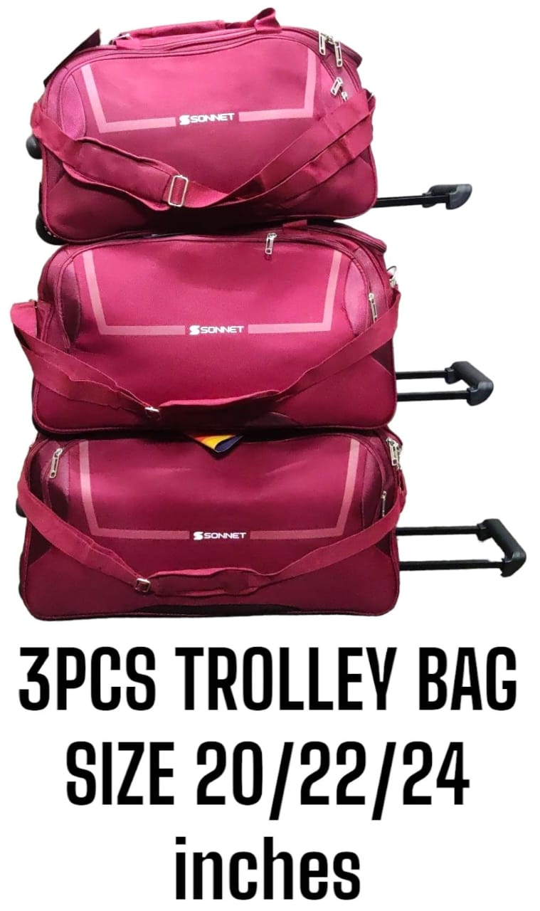 3 Pcs Trolley Bags -maroon