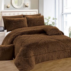 Fluffy Full Duvet Set-Blanket -brown