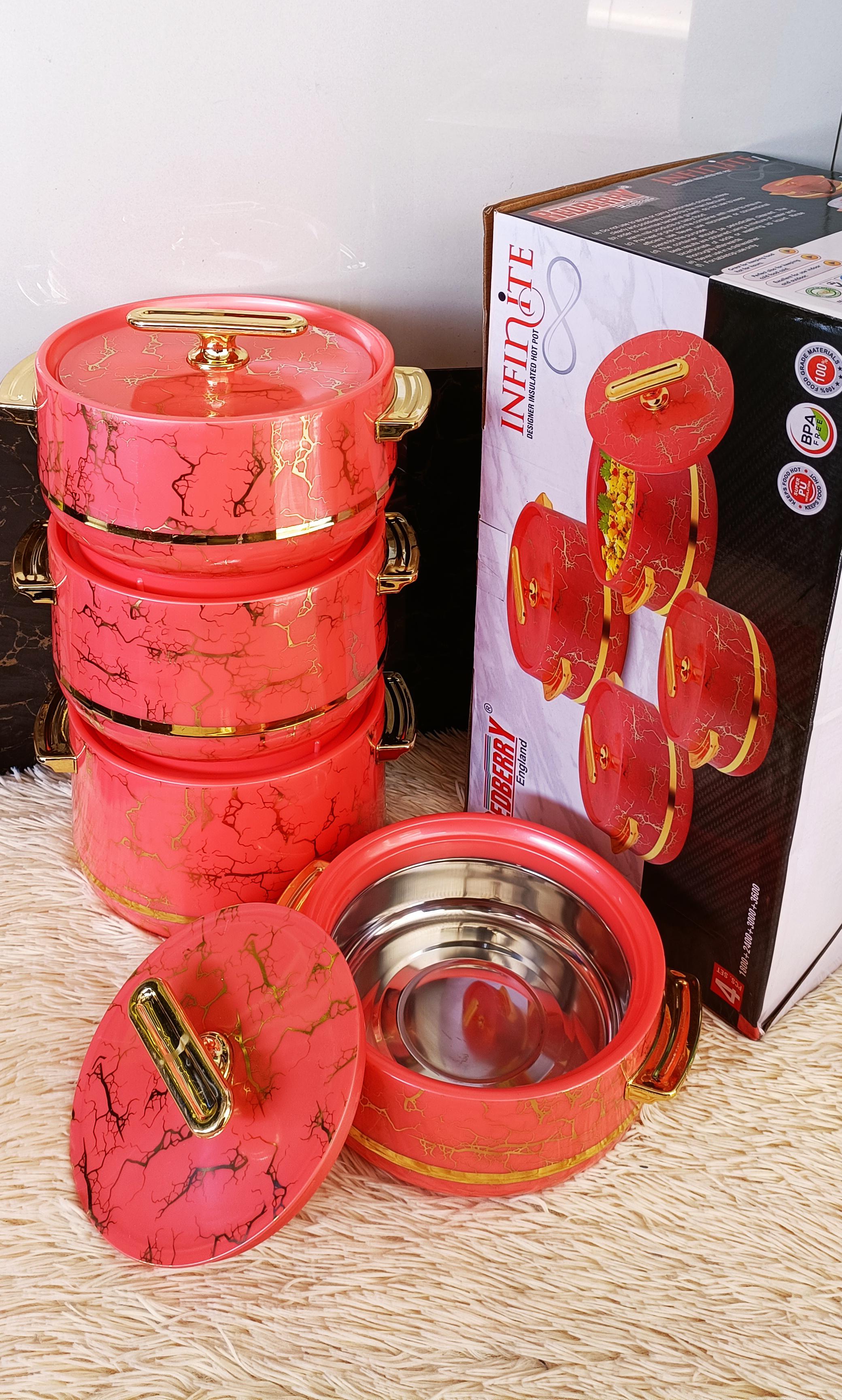4 pcs infinite Professional Insulated hotpot -red