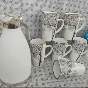7Pcs Quality Tea/Coffee Set 6 Mugs With 1 Thermo Flask