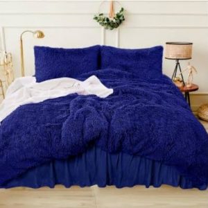 Fluffy Full Duvet Set-Blanket -blue