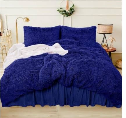 Fluffy Full Duvet Set-Blanket -blue