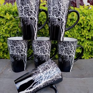 6 PCs black ceramic tree mugs