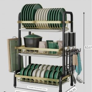 3 layer advanced black gold dish rack