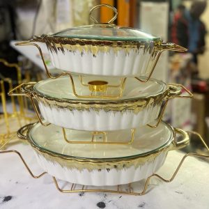 3 pcs ceramic chaffing dishes 3.5 ltr , 2.8 ltr and 2 ltr