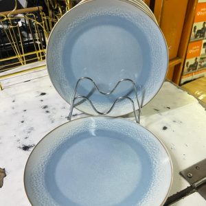 6 pcs ceramic diner plates blue 10.5 inch