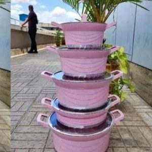 10pcs Heavy Granite Nonstick Cooking Pots Sufuria Set-pink