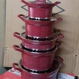 10pcs Heavy Granite Nonstick Cooking Pots Sufuria Set-maroon