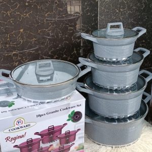 10pcs Heavy Granite Nonstick Cooking Pots Sufuria Set-grey