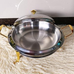 1Pc Round stainless Cheffing dishes