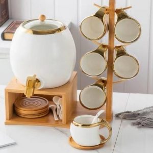 Advanced ceramics tea / Coffee set -white/gold