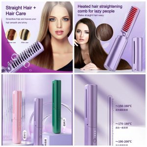 Portable Rechargeable Wireless Hair Straightening Comb