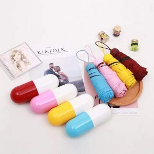Mini compact capsule umbrella windproof travel sun &rain with capsule case