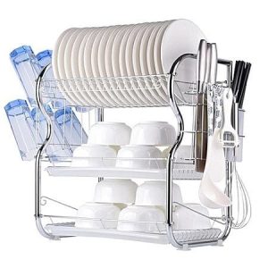 3layers stainless steel dishrack-silver