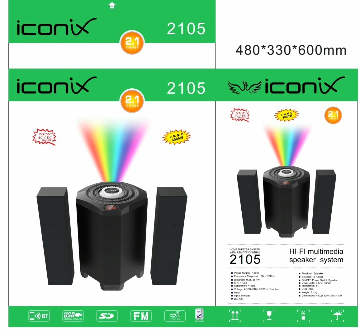 Iconix 20000watts 2.1CH active subwoofer SYSTEM IC2105