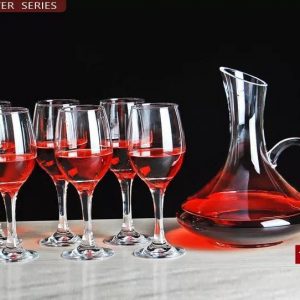 7pcs plain color wine decanter set with 6 wine glasses
