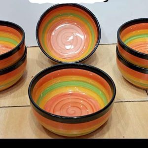 6Pc Ceramic Bowls Soup/Cereal/Fruit Bowls -Multicolor