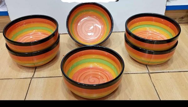 6Pc Ceramic Bowls Soup/Cereal/Fruit Bowls -Multicolor