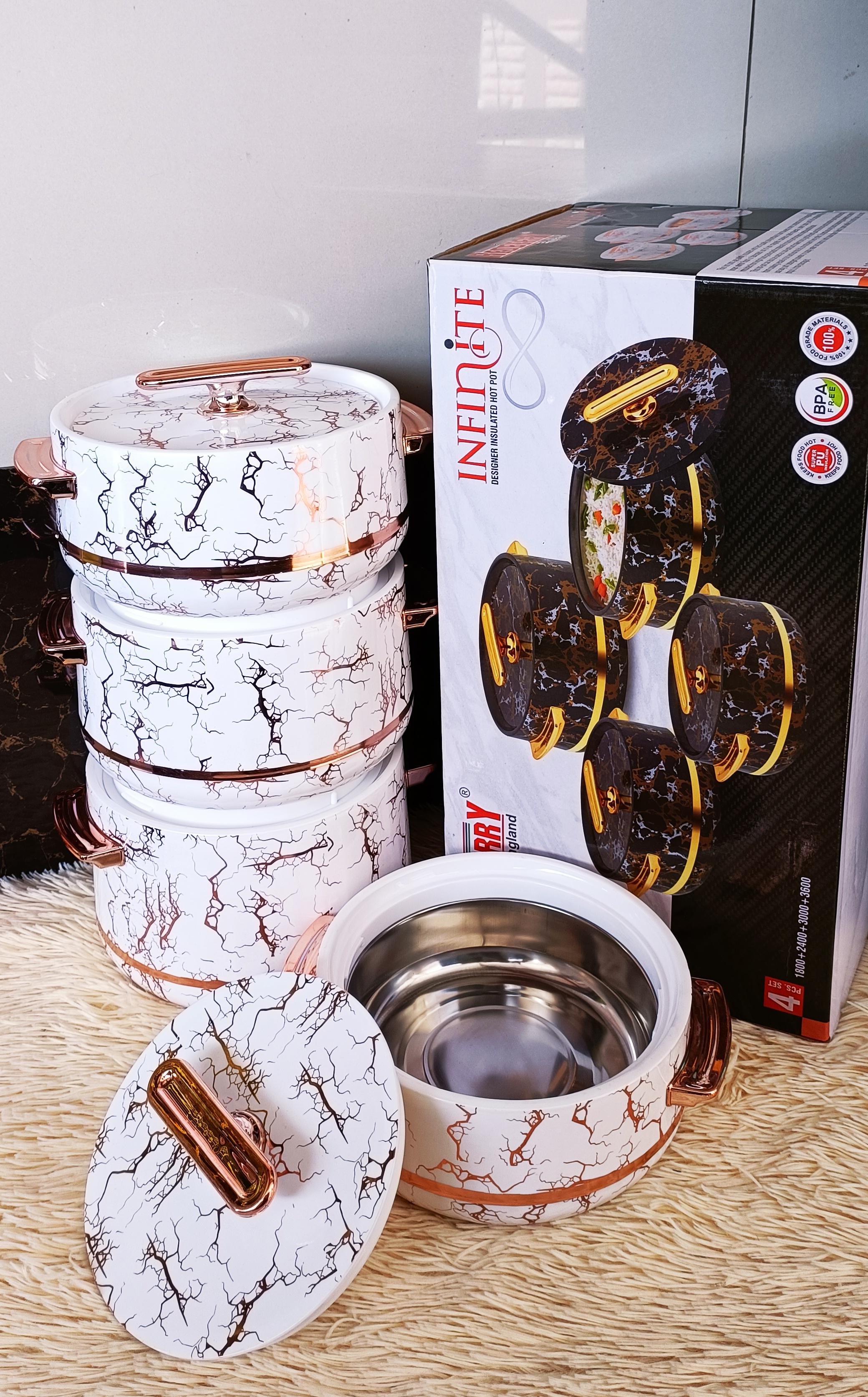 4 pcs infinite Professional Insulated hotpot -white gold