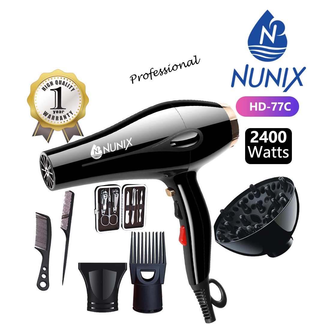 Nunix HD-77C Commercial blow dry hair dryer with accessories