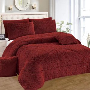 Fluffy Full Duvet Set-Blanket -maroon