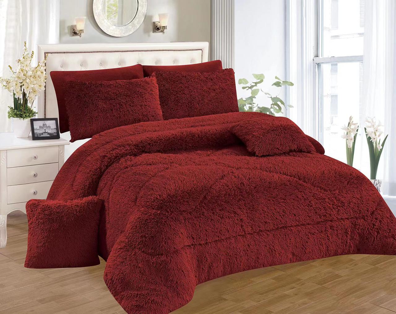 Fluffy Full Duvet Set-Blanket -maroon