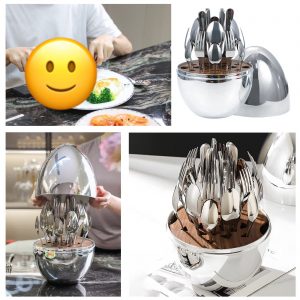 36pc Executive Egg-Shaped Cutlery Set-silver