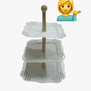 3layer ceramic cake stand with bamboo stand