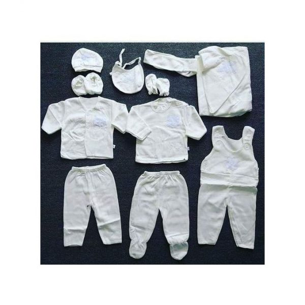 Lucky Star 11 Pieces Unisex New Born Baby Receiving Set- White