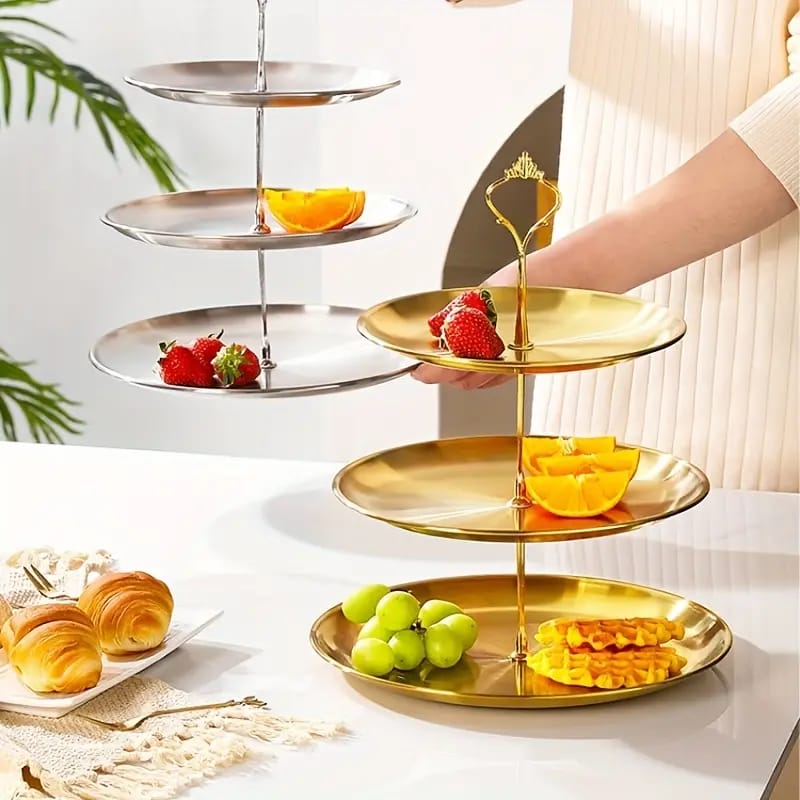 Gold steel cake stand 3 layer