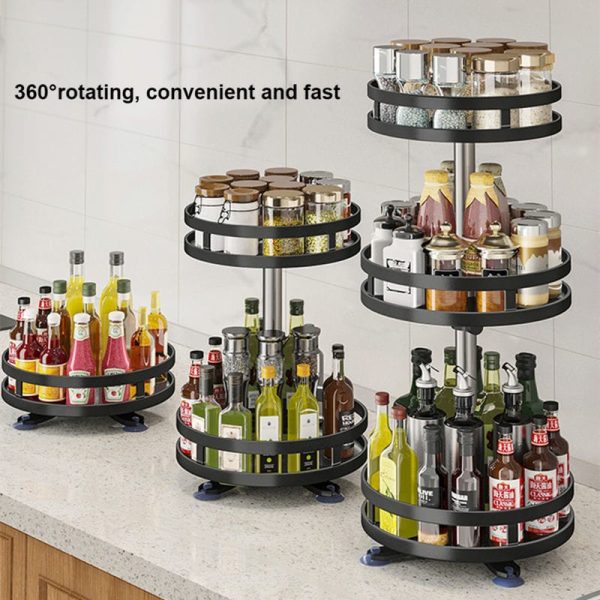 3-layered Kitchen Spice Racks 360° Rotating Seasoning - Image 3
