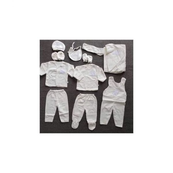 Lucky Star 11 Pieces Unisex New Born Baby Receiving Set- White - Image 2
