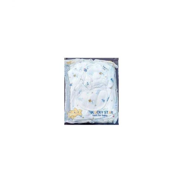 Lucky Star 11 Pieces New Born Baby Receiving Set - White With blue Prints - Image 3
