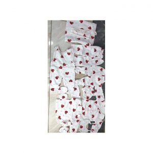 Lucky Star 11 Pieces New Born Baby Receiving Set - White With maroon Prints
