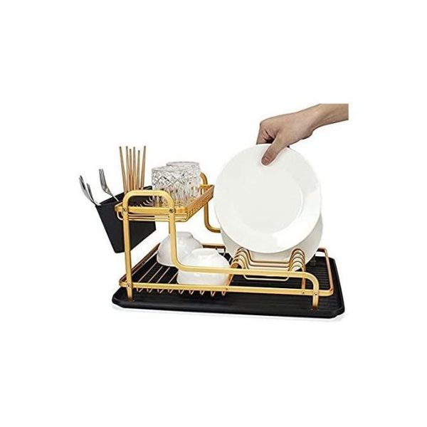 Fancy dish rack 2 tier-Gold
