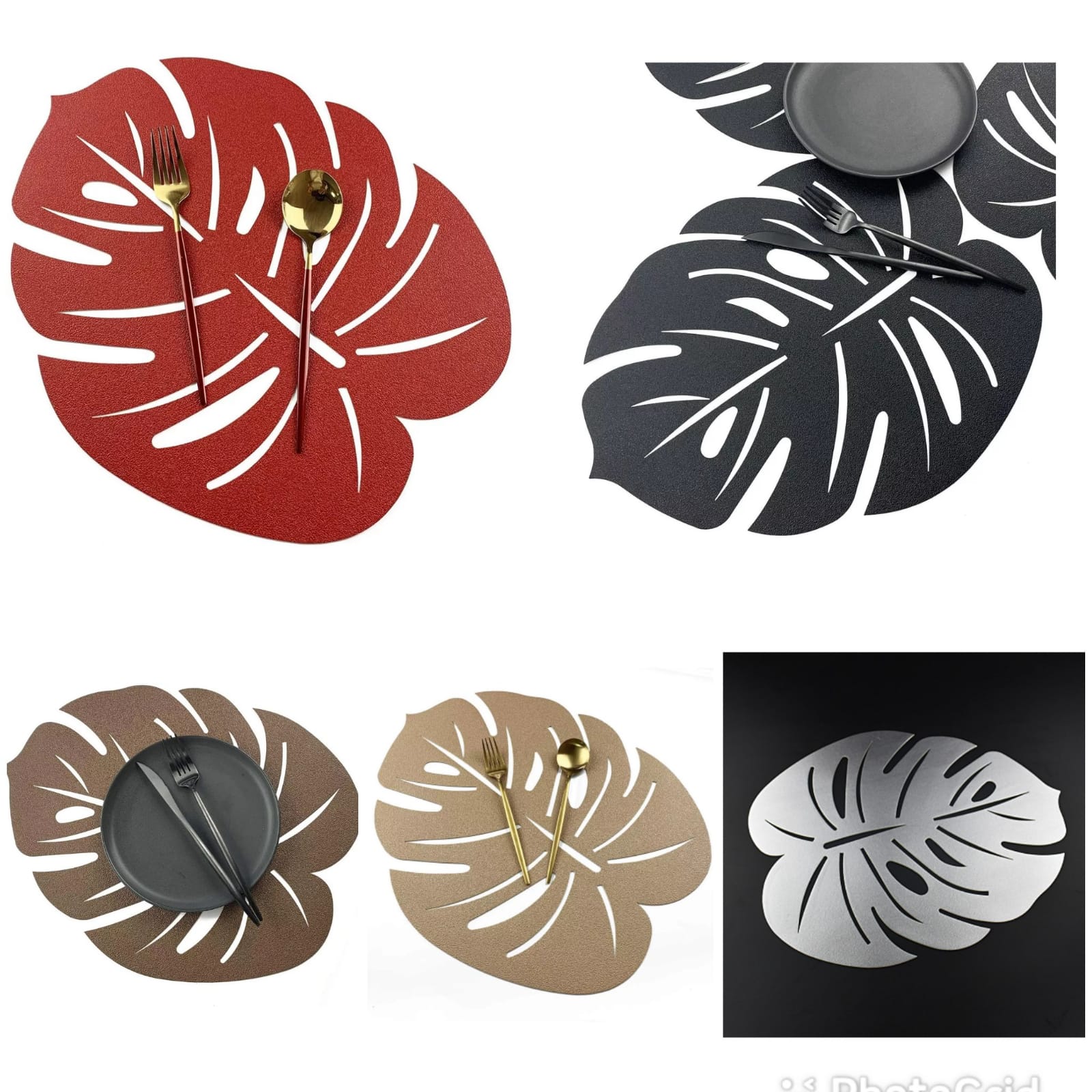 6 pcs Lotus leaf pattern table mats