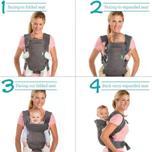 Infantino Flip Advanced 4-In-1 Convertible Baby Carrier (Grey) - Image 4
