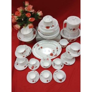 Ceramic Dinner Set 58 Pcs-white/red