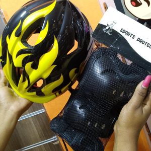 Kids hard helmet with guards -Yellow black