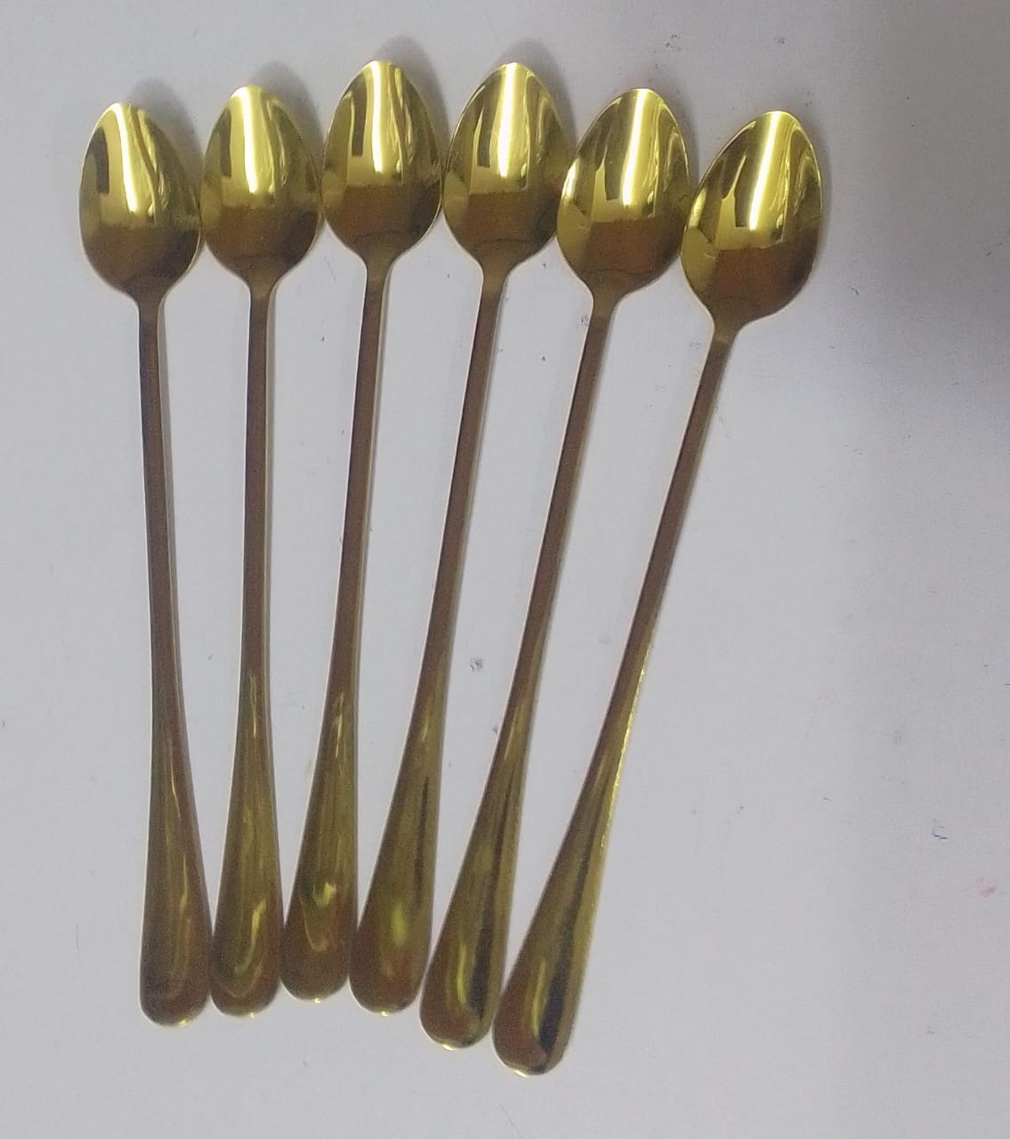 6pc gold tea spoon long