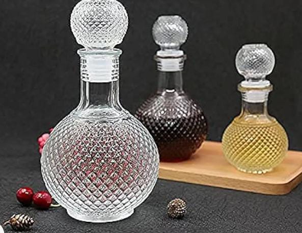 Home Bar Round Ball Shape Crystal Whiskey Wine Beer Drinking Glass Bottle Decanter - Image 2