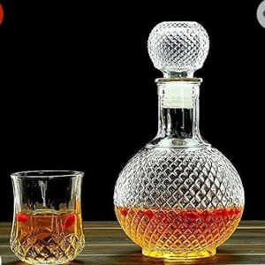 Home Bar Round Ball Shape Crystal Whiskey Wine Beer Drinking Glass Bottle Decanter