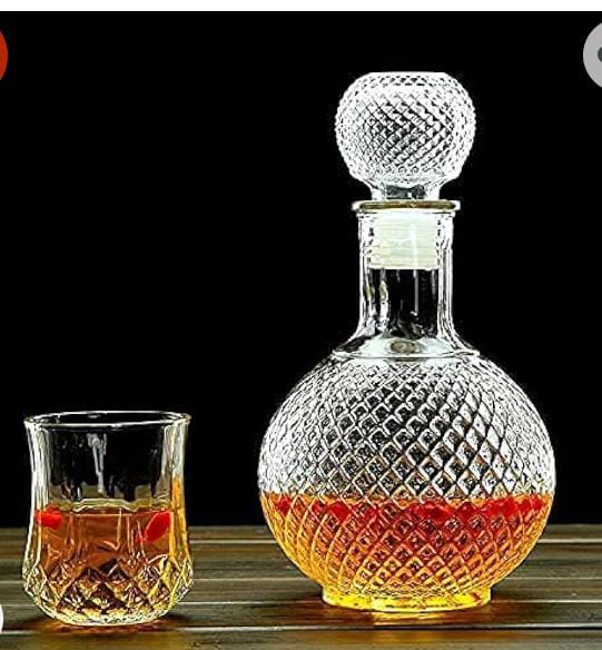Home Bar Round Ball Shape Crystal Whiskey Wine Beer Drinking Glass Bottle Decanter