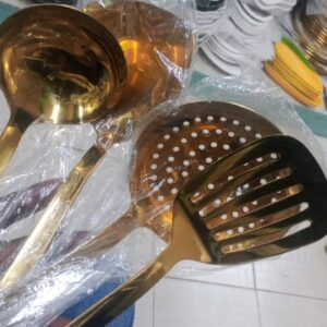 Set of 4 pcs Gold Steel Serving Spoon